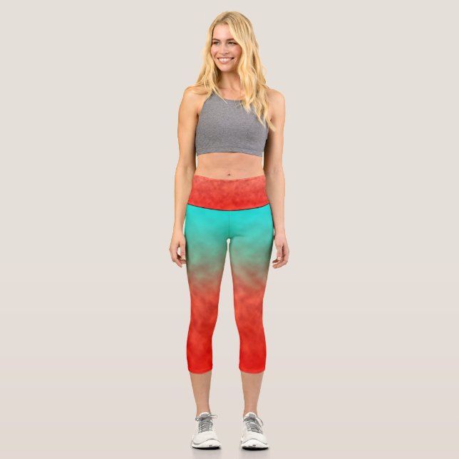 Coral Sky Memory Capri Leggings (Front)