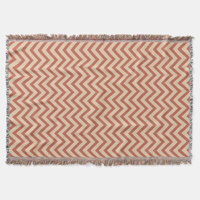 Coral Spice Moods Chevrons Throw Blanket (Front)