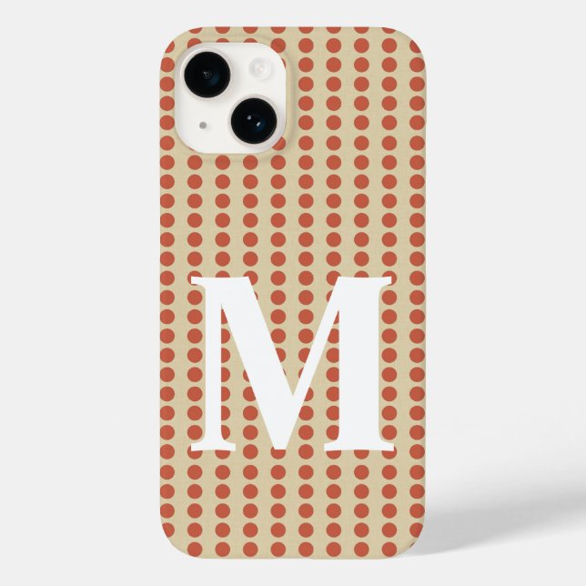 Coral Spice Moods Dots with monogram Case-Mate iPhone Case (Back)
