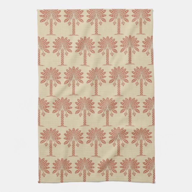 Coral Spice Moods Palm Kitchen Towel (Vertical)