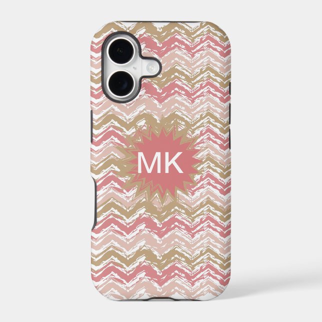 Coral Spice Scribble ZigZag Chevron Pattern (Back)