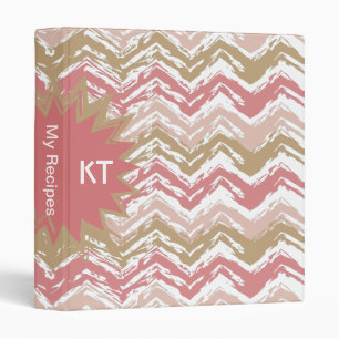 Coral Spice Scribble ZigZag Chevron Pattern Binder