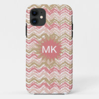 Coral Spice Scribble ZigZag Chevron Pattern