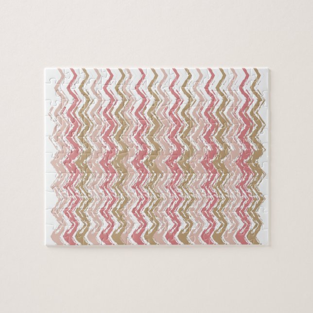 Coral Spice Scribble ZigZag Chevron Pattern Jigsaw Puzzle (Horizontal)