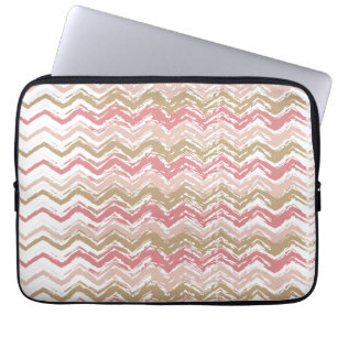 Coral Spice Scribble ZigZag Chevron Pattern Laptop Sleeve