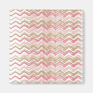 Coral Spice Scribble ZigZag Chevron Pattern Magnet