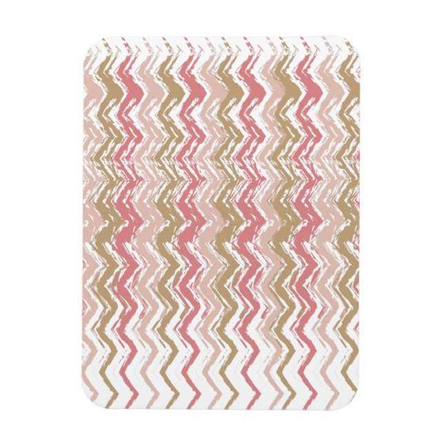 Coral Spice Scribble ZigZag Chevron Pattern Magnet (Vertical)