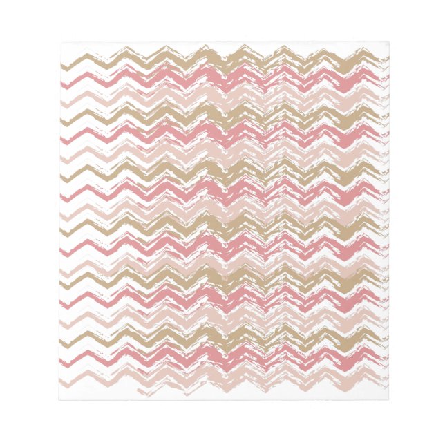 Coral Spice Scribble ZigZag Chevron Pattern Notepad (Front)