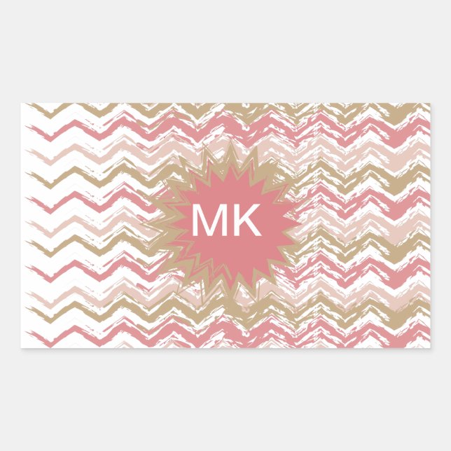 Coral Spice Scribble ZigZag Chevron Pattern Sticker (Front)