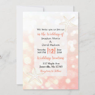 Coral Starfish Plage Mariage Invitations