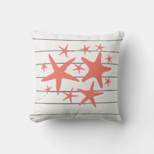 Coral Starfish Shiplap Plage côtière Coussin