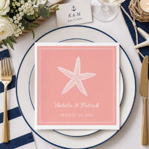 Coral Starfish Wedding Napkin