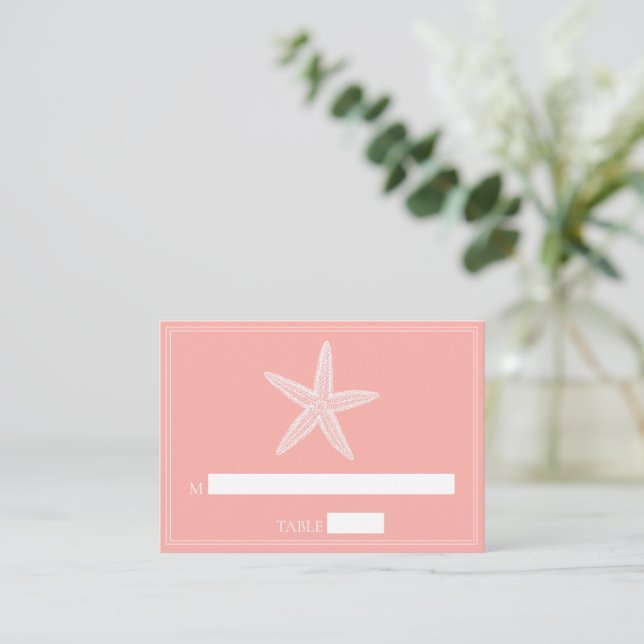 Coral Starfish Wedding Place Cards (Standing Front)