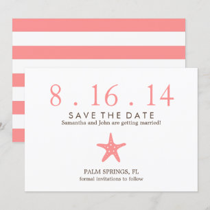 Coral Starfish Wedding Save the Date Invitation