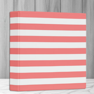 Coral Stripe Binder