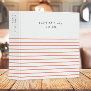 Coral Stripe Minimalist Modern Stylish Feminine Binder