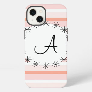 Coral Stripe 'Monogram' iPad Mini case