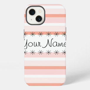 Coral Stripe 'Name' iPad Mini case