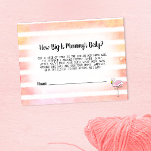 Coral Striped Flamingo Mom's Belly Size Game Enclosure Card
