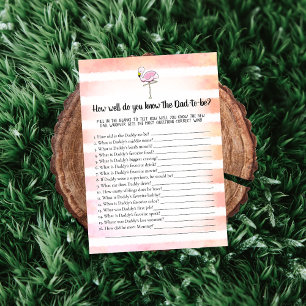 Coral Striped Flamingo Who Knows Dad Best Game Invitation