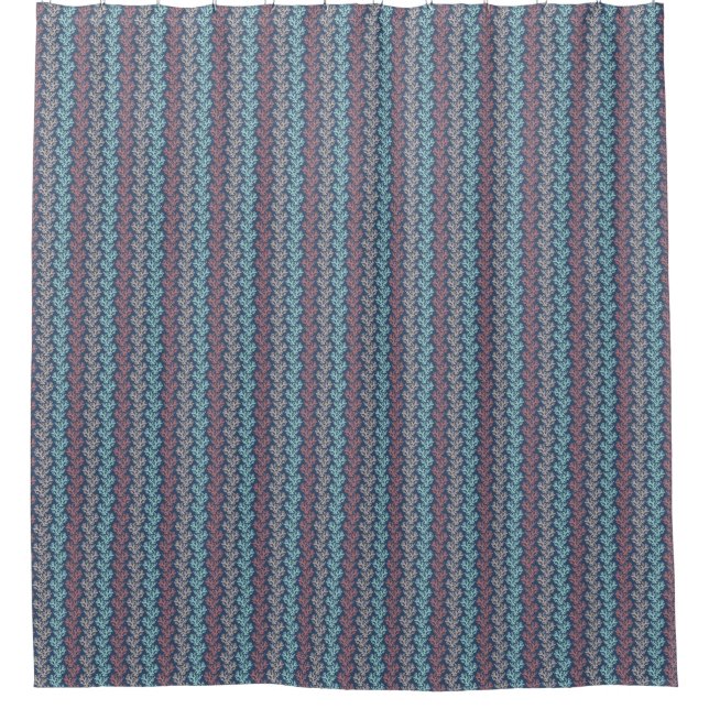 Coral Stripes Aqua Navy Shower Curtain (Front)