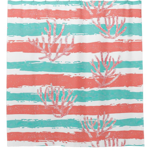 Coral Stripes Coastal Watercolor Pattern (Front)