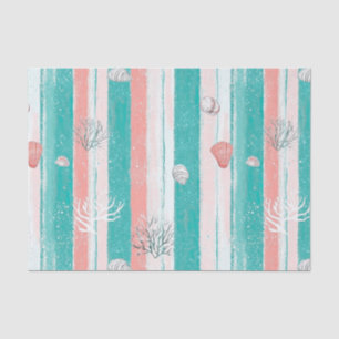 Coral Stripes Coastal Watercolor Pattern (5) Tissue Paper