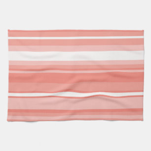 Coral stripes kitchen towel