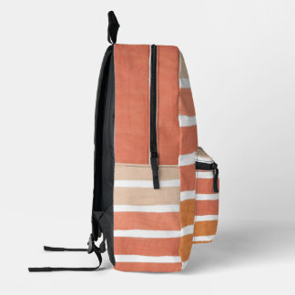  Coral Stripes Orange Stripes Printed Backpack