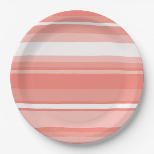 Coral stripes paper plate