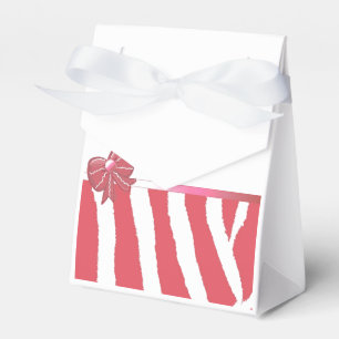 Coral Stripes With Bow Design Favor Box