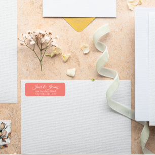 Coral Stylized Names Wedding Return Address