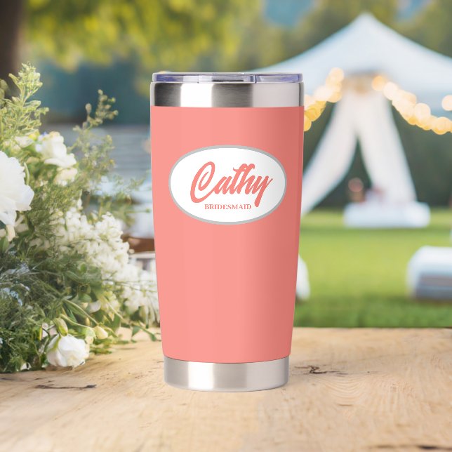 Coral Stylized Wedding Bridesmaid Insulated Tumbler (Wedding (Rotated))