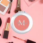 Coral Stylized Wedding Bridesmaid Monogram Compact Mirror<br><div class="desc">A personalized compact mirror for your wedding bridesmaid or maid of honour that has her initial and name stylized on a trendy,  coral colour background. Edit to replace initial and name. Select your compact mirror style.</div>