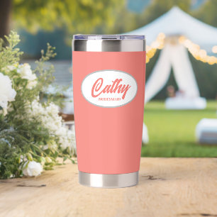 Coral Stylized Wedding Bridesmaid Name Insulated Tumbler
