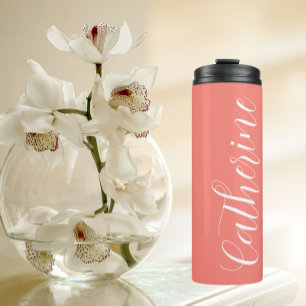 Coral Stylized Wedding Bridesmaid Thermal Tumbler