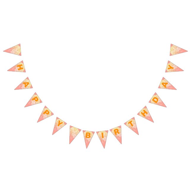Coral & Sunny Glitter Happy Birthday Bunting Flags (All)
