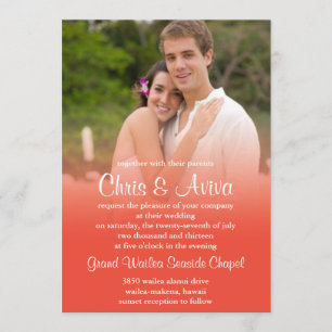 Coral Sunset Photo Invitations