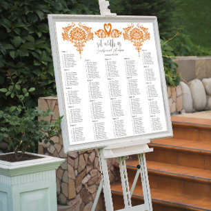 Coral Swan Lovebird Damask Seating Chart