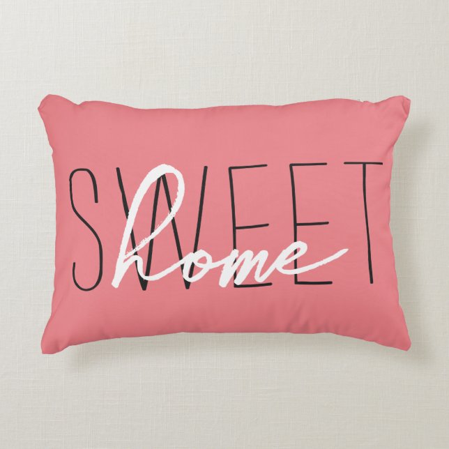 Coral Sweet Dreams Bedroom Throw Accent Pillow (Front)