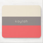 Coral Taupe Beige Colour Block Pattern with Name Mouse Pad<br><div class="desc">A trendy minimalist design with a tri-colour colour block pattern in coral,  taupe and sand beige. Personalize with your name or other desired text. This design is available in a variety of colour combinations.</div>