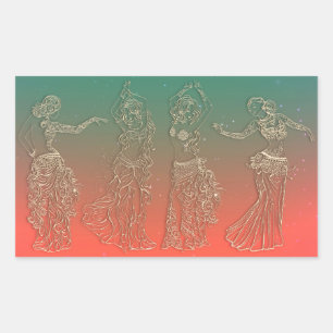 Coral Teal Belly Dancing Dancers Dance Party Sticker