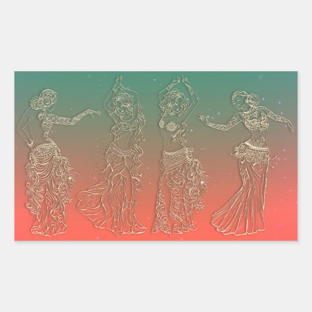Coral Teal Belly Dancing Dancers Dance Party Sticker (Front)