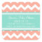 Coral Teal Chevron Baby Shower Favour Stickers