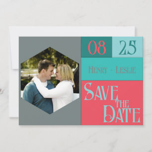 Coral & Teal Colour Block STD Photo Flat Card