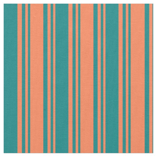 Coral & Teal Coloured Pattern Fabric (Close Up)