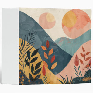 Coral Teal Twin Suns Boho Mountain Landscape Binder