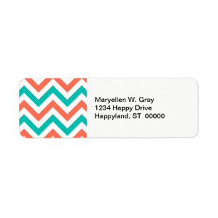 Coral, Teal, White Large Chevron Zig Zag