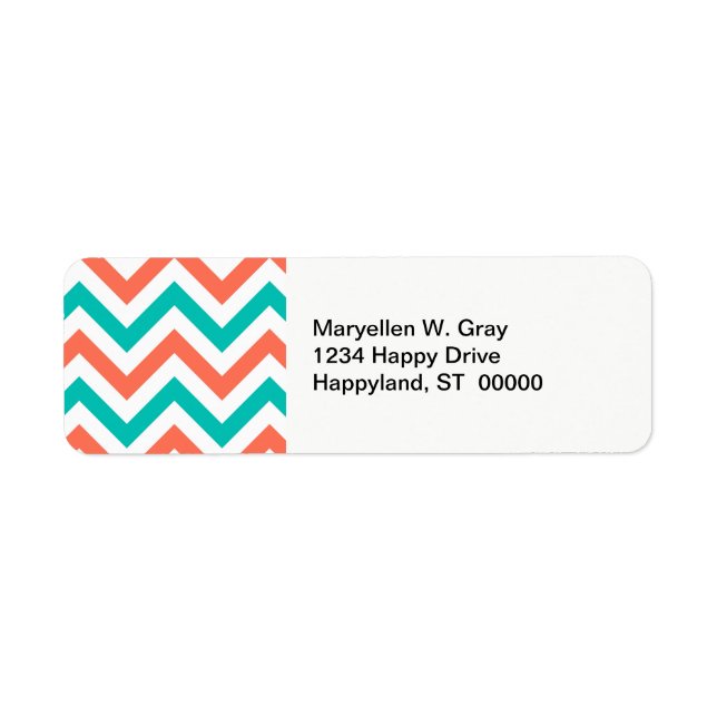 Coral, Teal, White Large Chevron ZigZag Pattern (Front)