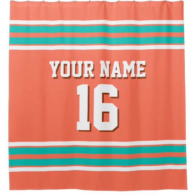 Coral Teal White Stripes Sports Jersey (Front)